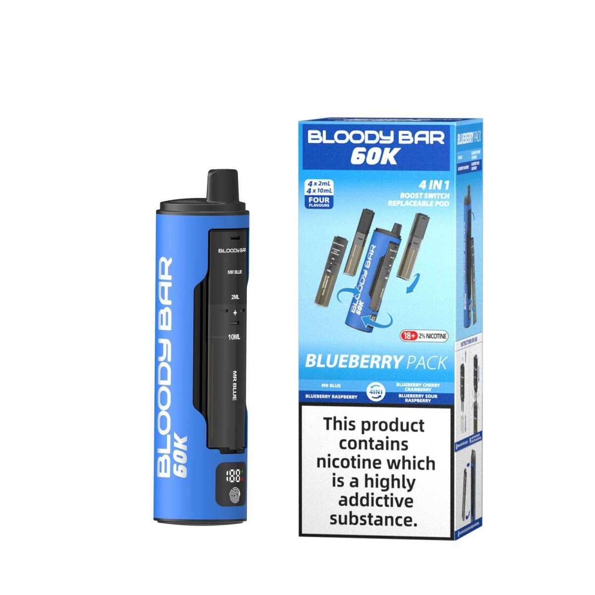 Bloody Bar 60k Prefilled 4 In 1 Pod Vape Kit Box of 5 Bloody Bar 60k Prefilled 4 In 1 Pod Vape Kit Box of 5