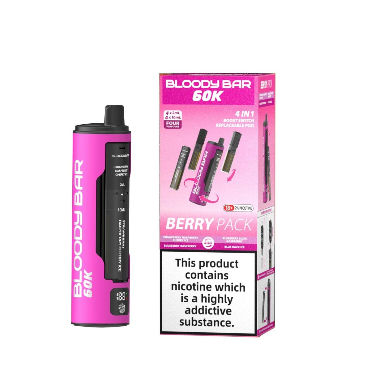 Bloody Bar 60k Prefilled 4 In 1 Pod Vape Kit Box of 5 Bloody Bar 60k Prefilled 4 In 1 Pod Vape Kit Box of 5
